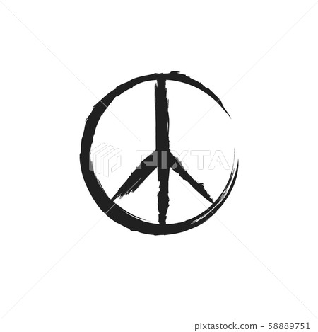 Peace sign with grunge texture. Round hippie sign Peace sign with grunge texture. Round hippie sign 58889751