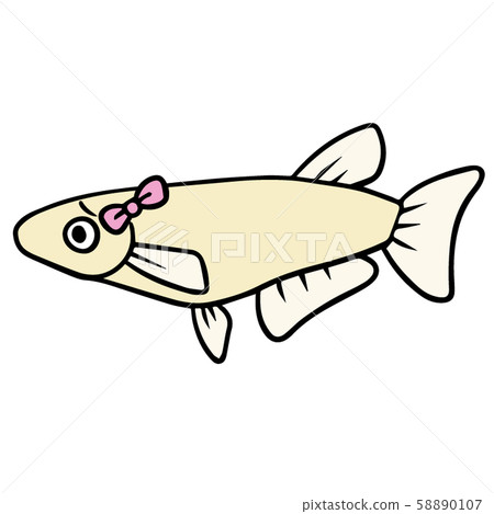 Illustration of simple medaka (2_female embarrassed face) 58890107