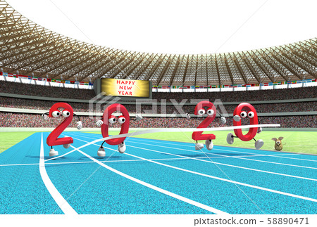 New Year's card material 2020_7b_red 58890471