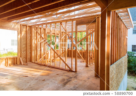 Building construction, wood framing new home under 58890700