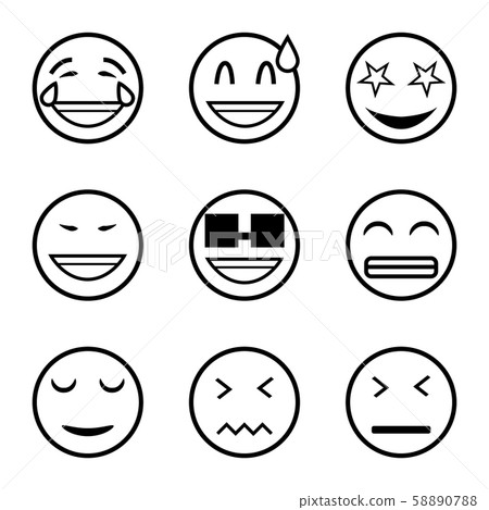 Set of outline emoticons, emoji Set of outline emoticons, emoji 58890788