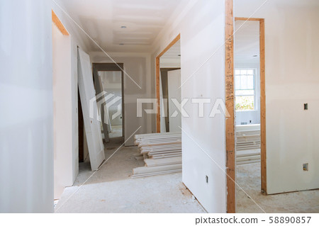 Interior construction of housing project with door Interior construction of housing project with door 58890857