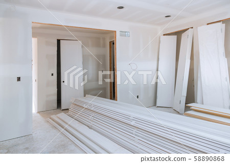 Interior construction of housing project with door Interior construction of housing project with door 58890868