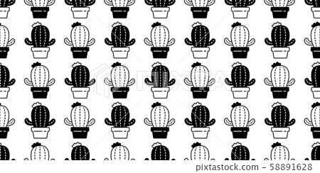 cactus seamless pattern vector Desert botanica flower garden plant scarf isolated repeat wallpaper cartoon tile background illustration doodle design 58891628