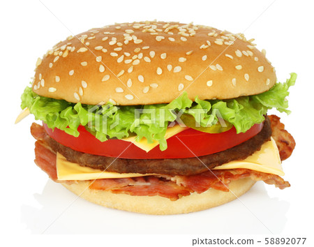 Big hamburger on white background Big hamburger on white background 58892077