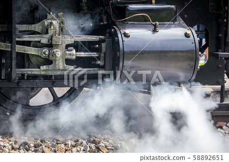 Detail of steam discharge from locomotive. 58892651