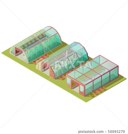 Isometric greenhouse, farm buildings isolated icon Isometric greenhouse, farm buildings isolated icon 58893270