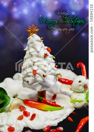 耶誕賀卡，食材，雪人，クリスマスグリーティングカード、食材、雪だるま、 ingredients, 58894158