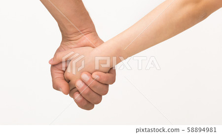Father and daughter holding hands, isolated on white Father and daughter holding hands, isolated on white 58894981