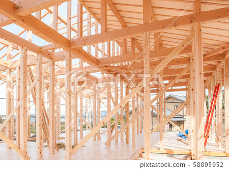 Wooden house construction site Wooden house construction site 58895952