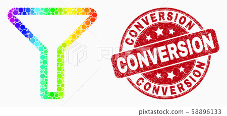 Vector Spectrum Dotted Filter Icon and Scratched Conversion Stamp Seal 58896133