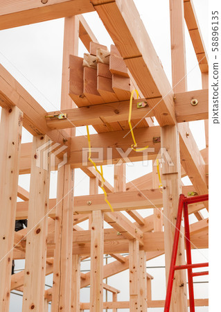 Wooden house construction site Wooden house construction site 58896135