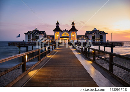 Pier in Sellin at purple sunrise, Rugia Island, Pier in Sellin at purple sunrise, Rugia Island, 58896728