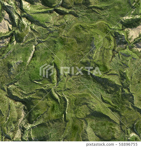 Aerial view from air plane of green nature mountains seamless texture background. 3d illustration Aerial view from air plane of green nature mountains seamless texture background. 3d illustration 58896755