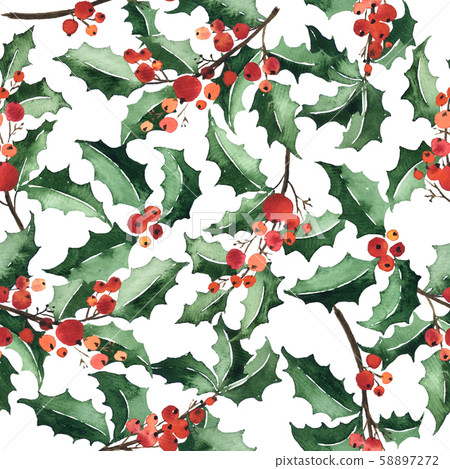 Christmas watercolor seamless pattern with twigs Christmas watercolor seamless pattern with twigs 58897272