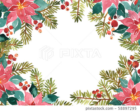 Christmas Watercolor frame arangement of Christmas Watercolor frame arangement of 58897295