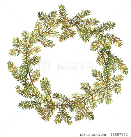 Watercolor wreath of spruce. Christmas and New Watercolor wreath of spruce. Christmas and New 58897352