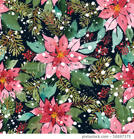 Seamless watercolor Christmas pattern with Seamless watercolor Christmas pattern with 58897378