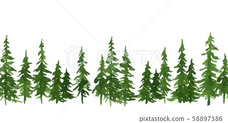 Watercolor green pine trees. Christmas and New Watercolor green pine trees. Christmas and New 58897386