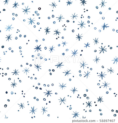 Indigo blue watercolor blizzard. Christmas and New Indigo blue watercolor blizzard. Christmas and New 58897407