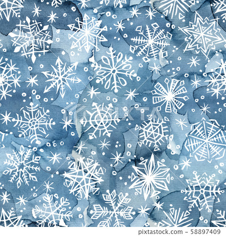 Christmas and New Year seamless watercolor pattern 58897409