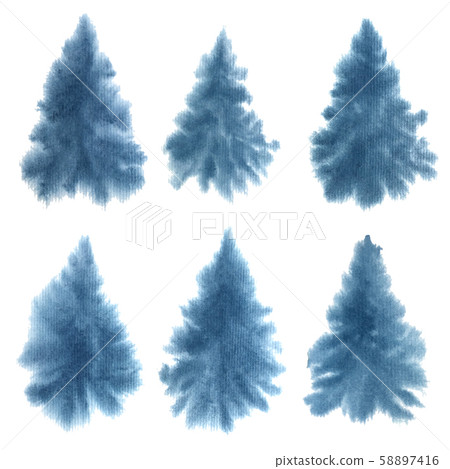 Watercolor set of hand painted Christmas trees Watercolor set of hand painted Christmas trees 58897416