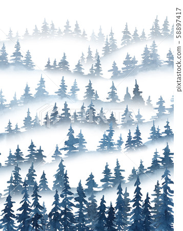 Christmas and New Year watercolor mountains Christmas and New Year watercolor mountains 58897417