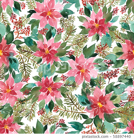 Seamless watercolor pattern with Christmas - Stock Illustration ...