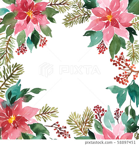 Watercolor Christmas floral arrangement of Watercolor Christmas floral arrangement of 58897451