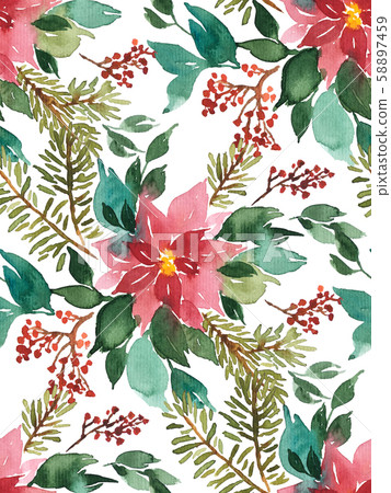 Seamless watercolor Christmas pattern background Seamless watercolor Christmas pattern background 58897459