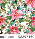 Seamless watercolor Christmas pattern with 58897460