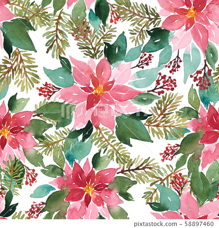Seamless watercolor Christmas pattern with Seamless watercolor Christmas pattern with 58897460