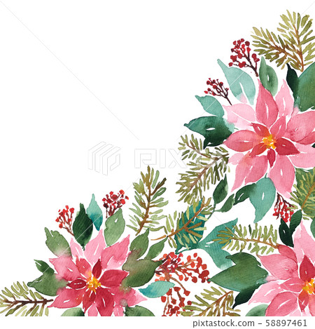 Watercolor Christmas corner arrangement with Watercolor Christmas corner arrangement with 58897461