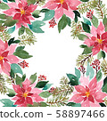 Watercolor Christmas frame arrangement of evergeen 58897466