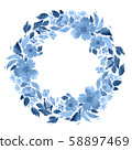 Watercolor loose flowers wreath. Floral circle 58897469