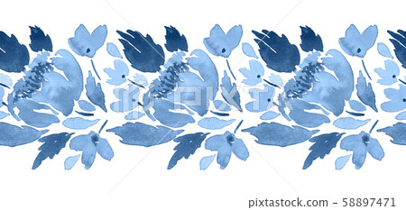 Watercolor loose flowers. Seamless floral Watercolor loose flowers. Seamless floral 58897471