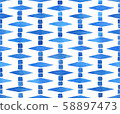 Hand painted geometric tile with rows of beads. 58897473