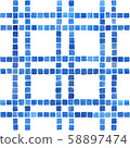 Watercolor geometric tile with checkered grid in 58897474