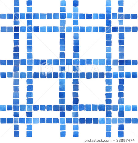 Watercolor geometric tile with checkered grid in Watercolor geometric tile with checkered grid in 58897474