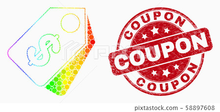 Vector Spectral Dot Dollar Tags Icon and Distress Coupon Watermark 58897608