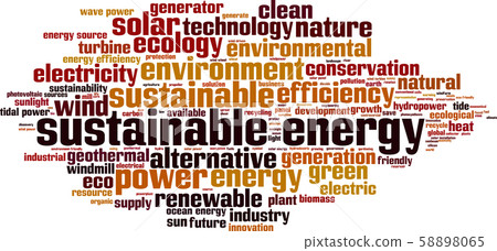 Sustainable energy word cloud Sustainable energy word cloud 58898065