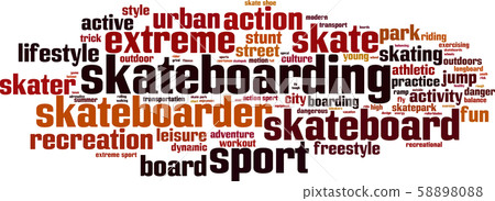Skateboarding word cloud Skateboarding word cloud 58898088