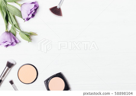 Flat lay composition of female decorative 58898104