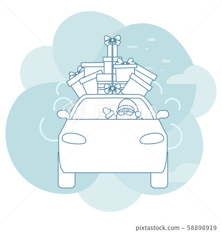 New year Merry Christmas vector Santa car gift New year Merry Christmas vector Santa car gift 58898919