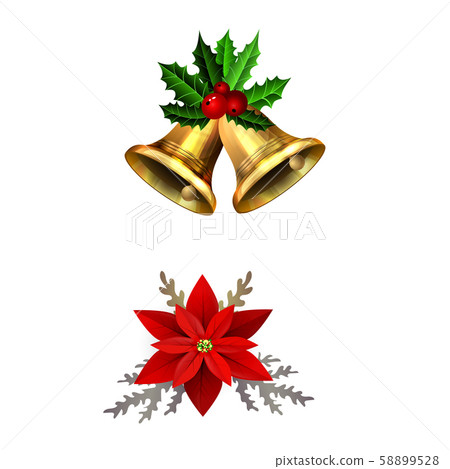 Christmas decorations with fir tree golden jingle bells Christmas decorations with fir tree golden jingle bells 58899528