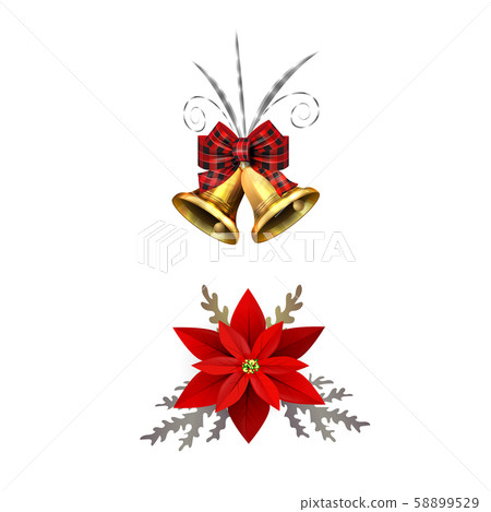 Christmas decorations with fir tree golden jingle bells 58899529