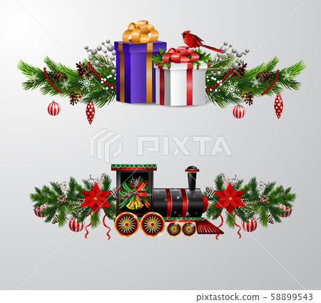 Christmas decorations with fir tree golden jingle bells 58899543