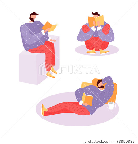 Flat illustration with boy and open book 58899883