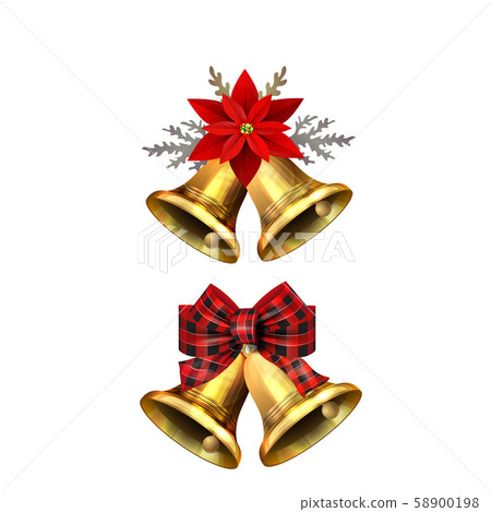 Christmas decorations with fir tree golden jingle bells 58900198