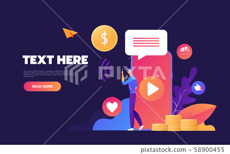people streaming online video with their laptop, smartphone vector illustration concept, online 58900455